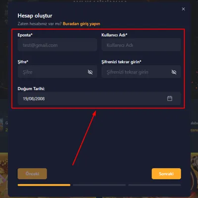 Kişisel Bilgileri Doldurma