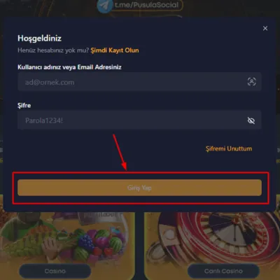 Pusulabet Giriş Butonuna Tıklama
